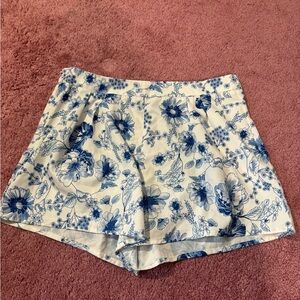 SHEIN Blue and White High Waist floral shorts